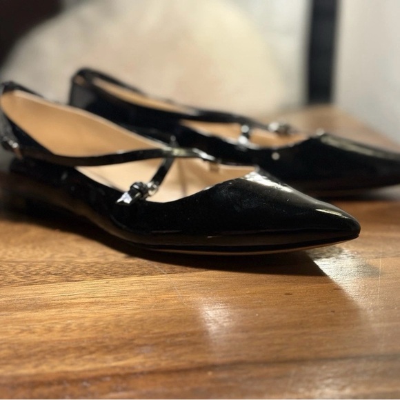 Nine West Anastasia Black Patent Leather Mary Jane Ballet Flat Pointy US Sz 10 - Picture 3 of 16